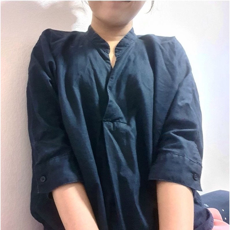 เสื้อเชิ้ตคอจีนสีกรม GU