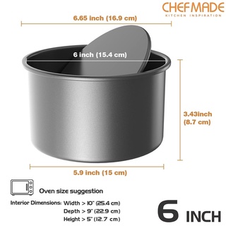 พิมพ์เค้ก แบบถอดก้นได้ ขนาด 6นิ้ว Non-stick Chefmade แท้ wk9793