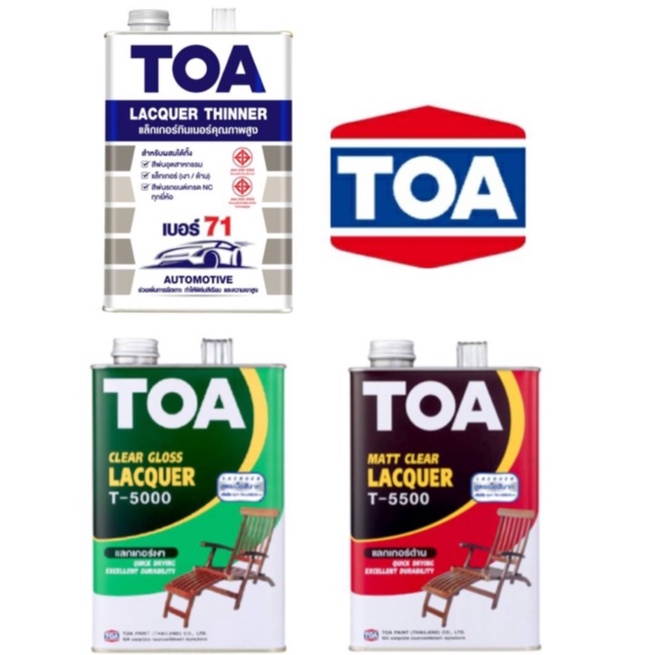 (TOA 1/4 GL) แล็กเกอร์ ชนิดเงา T-5000 , แลคเกอร์ ชนิดด้าน T-5500 , ทินเนอร์เบอร์ 71,Clear Gloss T500