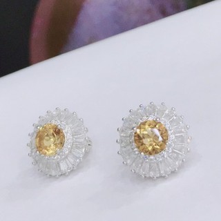 ต่างหูเงิน925พลอยซิทริน(Citrine) รุ่นNA1390