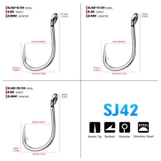 PRO BEROS ตกปลาทะเลสแตนเลสสตีลเงินตะขอตกปลา Barbed Anchor hook น้ำทะเลทนต่อการกัดกร่อน Jig Hook