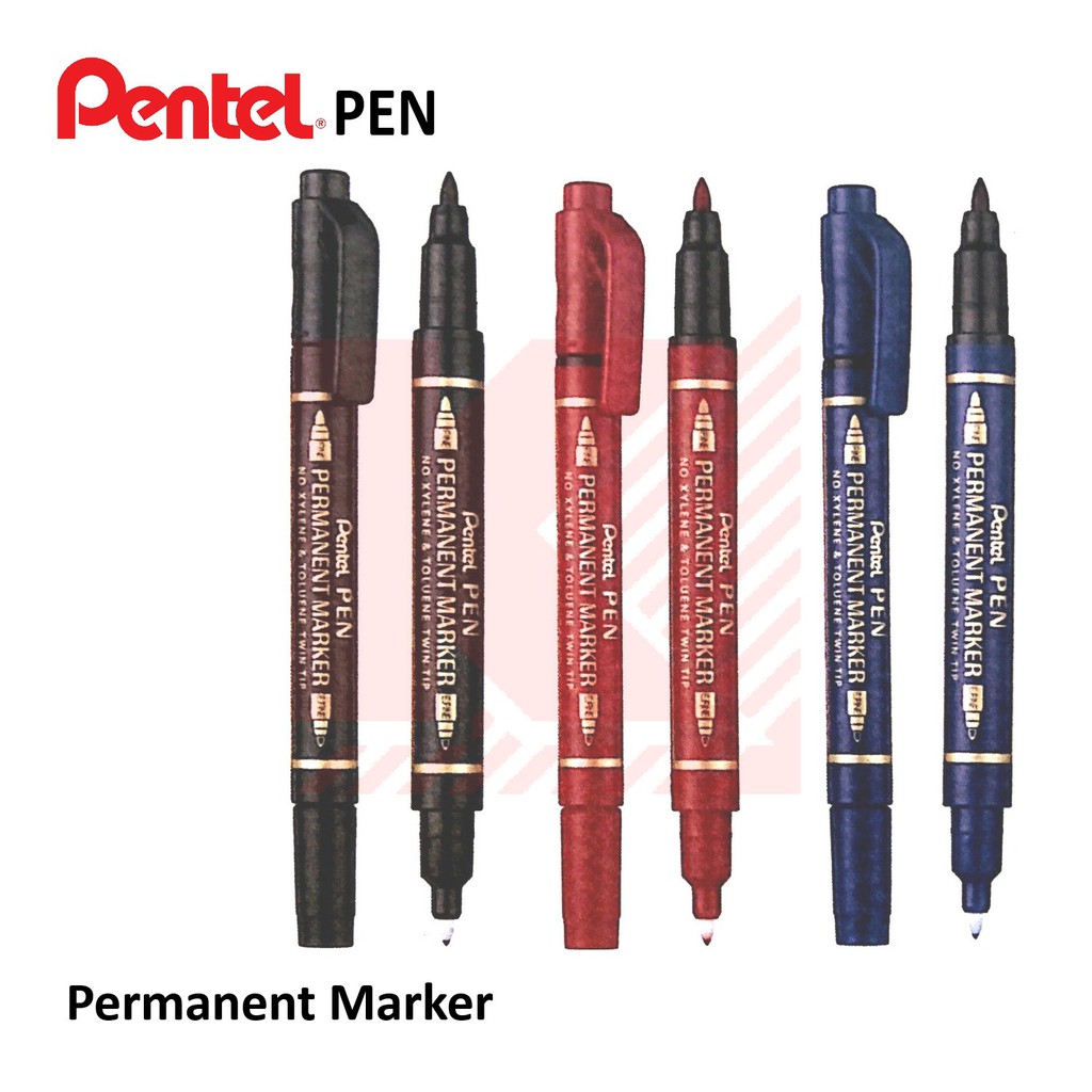 ปากกาเคมี มาร์คเกอร์ Pentel N75W แบบ 2 หัว (มี 3 สี)