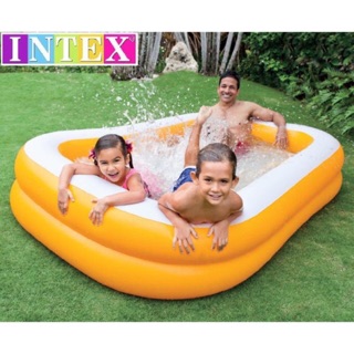 ลดราคา💥 สระน้ำ intex ขนาด229x147x46.cm (สีส้ม)