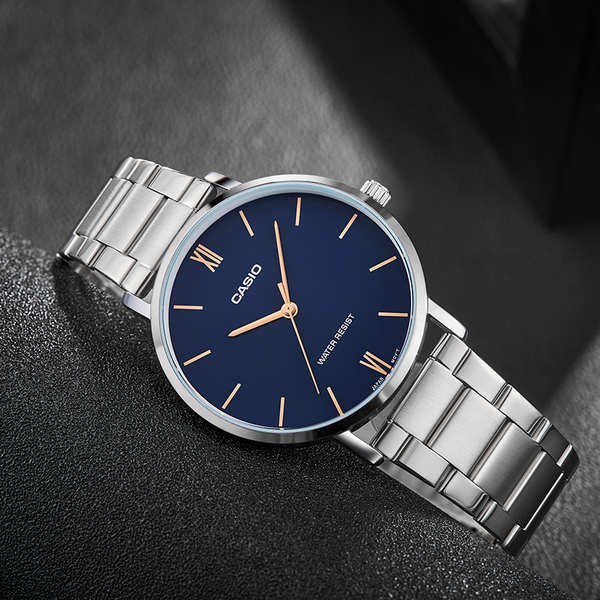 นาฬิกา Casio รุ่น MTP-VT01D-2B นาฬิกาผู้ชาย สายแสตนเลส หน้าปัดน้ำเงิน สไตล์ DW -ของแท้ รับประกันสินค้า 1 ปี