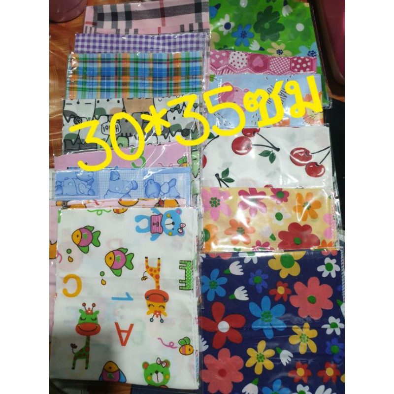 ผ้าเช็ดหน้าผ้าฝ้ายขนาด30*35cm เนื้อดีสีไม่ตก