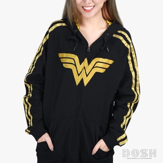 DOSH:WOMENS SWEATERเสื้อฮู้ดคลุมแขนยาว WONDER WOMAN ลายลิขสิทธิ์แท้ รุ่นEWWJ1001-BL