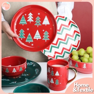 【พร้อมส่ง】 จานชามเซรามิค ลายคริสมาสต์ | 🎄Christmas tableware