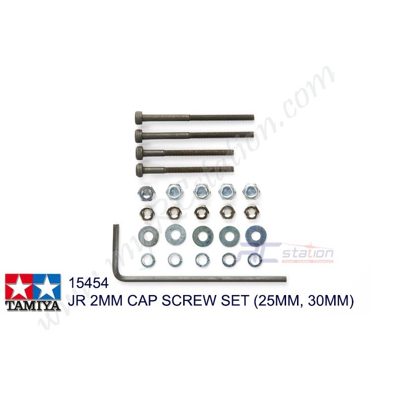 Tamiya 15454 - ชุดสกรูฝา JR 2mm (25mm, 30mm) [15454]