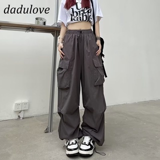 DaDulove💕 New American Ins Multi-pocket Drawstring Casual Pants Overalls High Waist Loose Wide Leg Pants