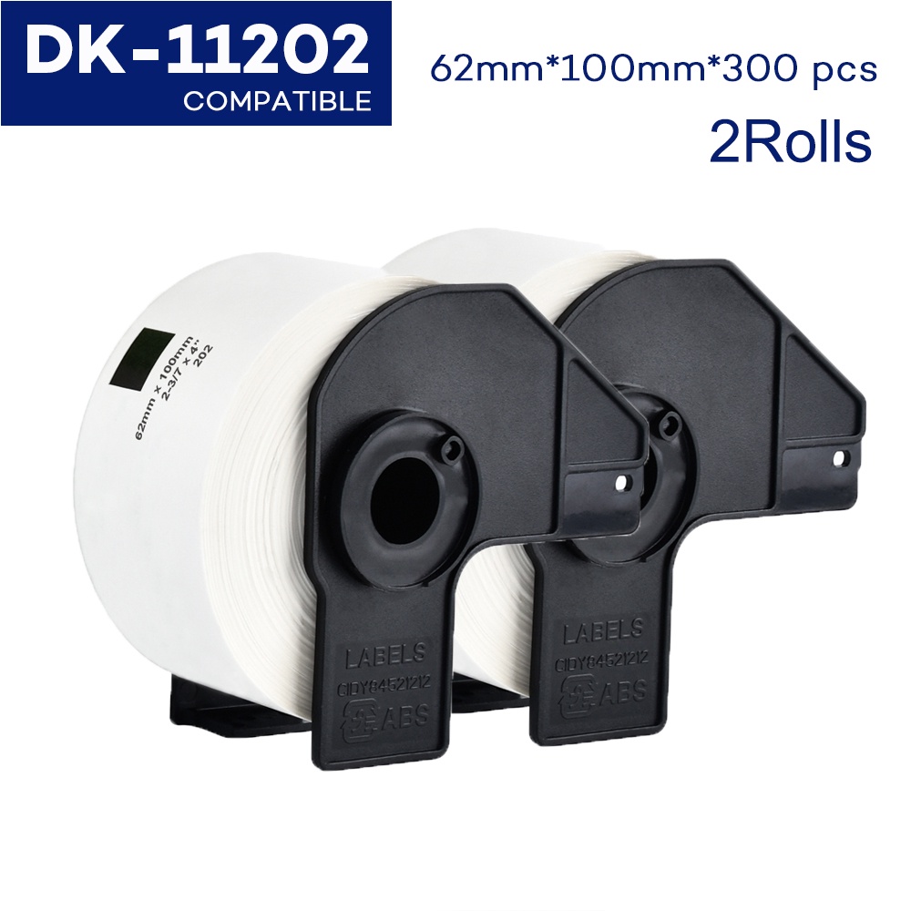 2 ม้วนฉลากใช้งานร่วมกับ Brother DK11202 ป้ายจัดส่ง 62 มม.x 100 มม.x 300 ชิ้น DK-11202 DK 11202 สําหร
