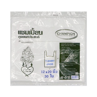 Homehapp  ถุงหูหิ้ว CHAMPION ขนาด 12 x 20 นิ้ว (แพ็ค 30 ใบ) สีขาว