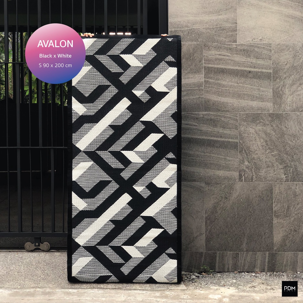 PDM เสื่ออเนกประสงค์ ลาย Avalon (Black-White) Size L 180x270 cm.