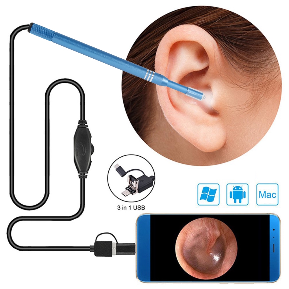 3IN1 กล้องเอนโดสโคป USB HD กล้องแอนดรอยด์พีซี ไม้แคะหู กล้องส่องทางไกล เครื่องมือทําความสะอาดหู