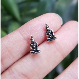 The Emerald Buddha silver earrings ต่างหูเงินแท้ พระแก้วมรกต พระศรีรัตนตรัย คุ้มครองภัย พระ พระพุทธรูป องค์พระ