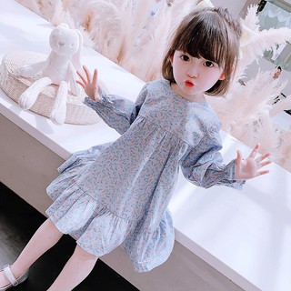 NANA💕พร้อมส่ง💕ชุดเดรสเด็กผู้หญิง แขนยาว ลายดอกไม้ สไตล์เกาหล…