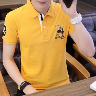 เสื้อโปโลแขนสั้นลําลอง เนื้อผ้าฝ้าย ปักลาย Baju 8 สี สําหรับผู้ชาย