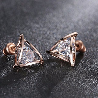 ต่างหูสามเหลี่ยม Zircon Stud Earrings