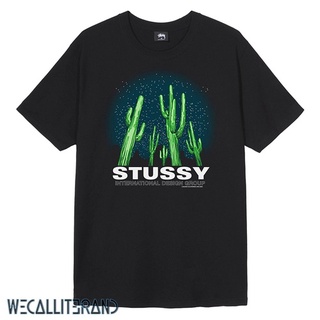 STUSSY เสื้อยืดแขนสั้น พิมพ์ลายโลโก้กระบองเพชร แฟชั่นฤดูร้อน สําหรับคู่รัก