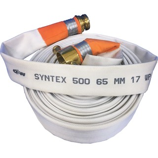 "OSW ESCHBACH" Syntex500(White)   สายดับเพลิงผ้าใบ 100% Polyester (สีขาว) ขนาด 2.5" ยาว 30 เมตร พร้อมพันข้อต่อสวมเร็วทอง