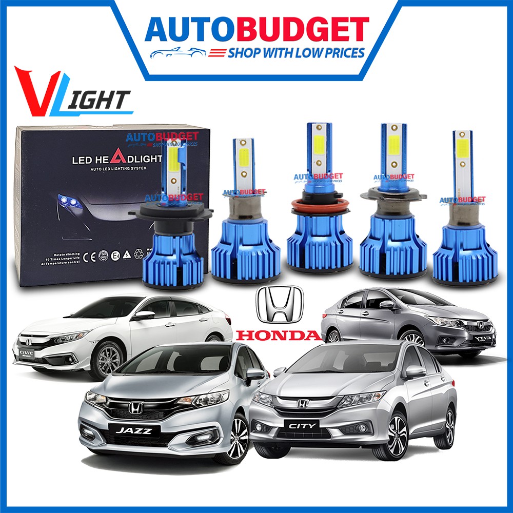 Vlight DOB V7 V9 ไฟหน้ารถยนต์ LED 6000K แสงสีขาว H4 H11 LED ไฟหน้า Honda JAZZ CIVIC CITY ฮอนด้า LED หลอดไฟหน้า