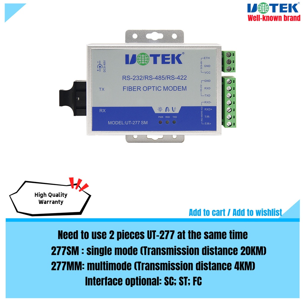 2pcs RS-232 RS-485 RS-422 to Fiber Optic Modem Transceiver SC ST FC Interface RS232 RS485 RS422 Fibr