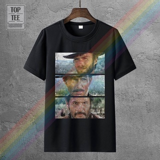 tshirtเสื้อยืดคอกลมฤดูร้อนเสื้อยืดผ้าฝ้าย พิมพ์ลาย The Good The Bad And The Ugly Italo Western Eastwood Cow Us Clint BOd