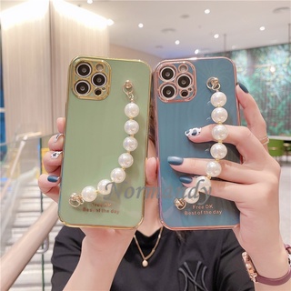 Case Handphone Case Xiaomi 11 Lite 5G NE Mi 11 Lite Mi 10T Pro Redmi 10 2021 NEW Electroplating Casing Shockproof TPU Soft Back Cover with Pearl Bracelet Xiaomi Redmi 10 Phone Case