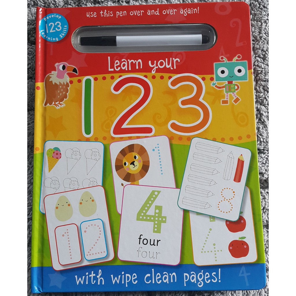 หนังสือเด็ก Wipe and Clean Book : Learn your 123 หนังสือผ้า  หนังสือนิทาน