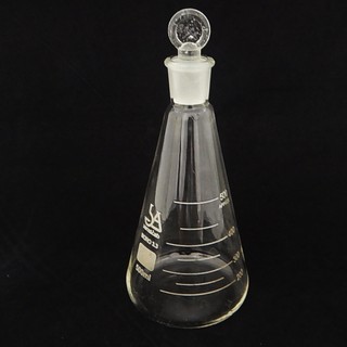 ขวดรูปชมพู่ มีจุกปิดแก้ว 500 มิลลิลิตร Erlenmeyer Flask with Glass Stopper 500 ml