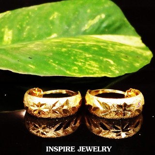 INSPIRE JEWELRY ต่างหูห่วงทองตัดลาย สวยงาม ใส่ถอดง่าย หน้ากว้าง0.7cm วงในขนาด 2x2cm