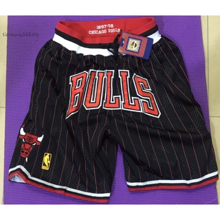 กางเกงขาสั้นบาสเก็ตบอล ปักลายโลโก้ NBA Chicago BULLS BULLS just don big สีดํา สีแดง สําหรับผู้ชาย