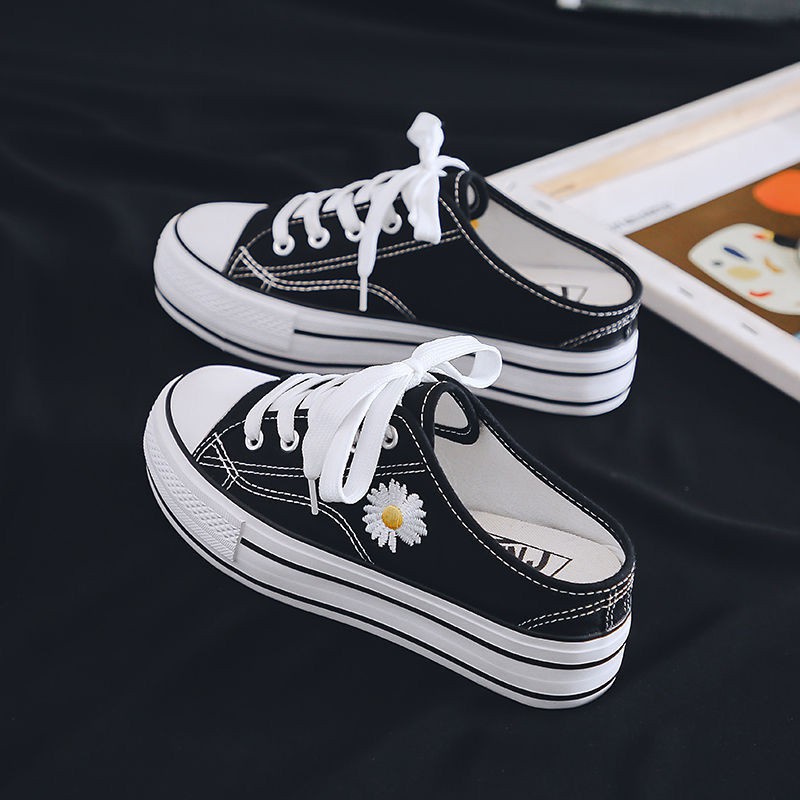 🔥มาใหม่ 🔥 ฤดูร้อนใหม่รองเท้ากีฬาผ้าใบทุกแบบของเกาหลี เปิดส้น 6 ซม.