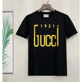 Gucc1 เสื้อยืดคอกลม แขนสั้น พิมพ์ลายตัวอักษร สีทอง แฟชั่นฤดูใบไม้ผลิ ฤดูร้อน สําหรับผู้ชาย 2022