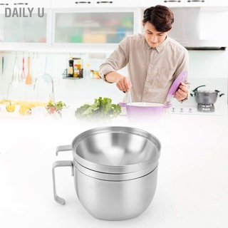 Daily U Noodle Bowl Double Layer Stainless Steel Household Soup Tableware with Cover for Home