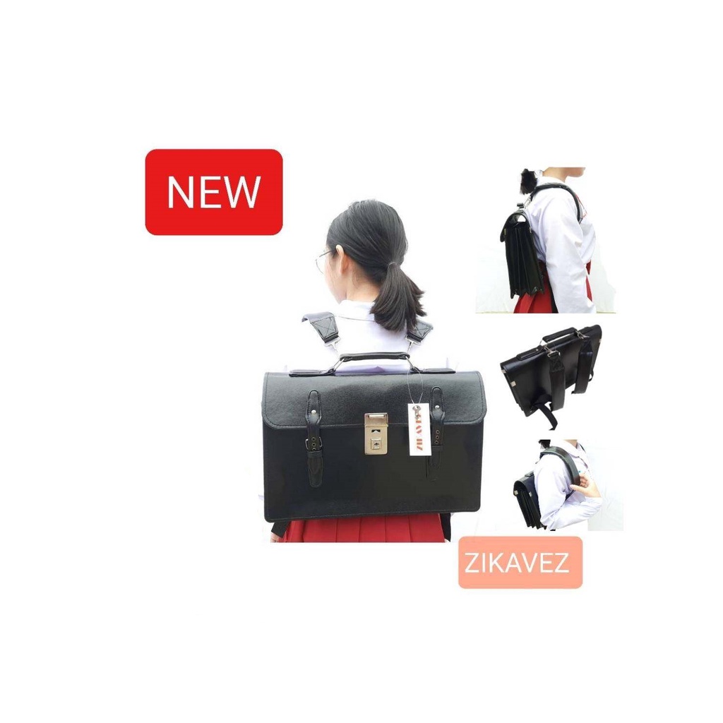 (พร้อมส่ง!!!) กระเป๋านักเรียนแบบถือ หูหนัง สายสะพายฟองน้ำ