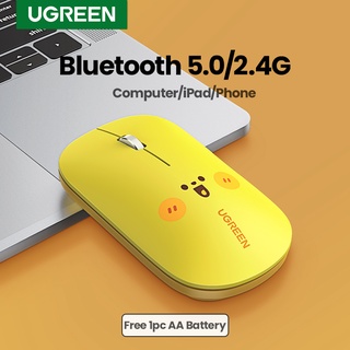 Ugreen เมาส์บลูทูธไร้สาย 2.4G โหมดคู่ เสียงเงียบ 4000 DPI สําหรับคอมพิวเตอร์ แล็ปท็อป 3 ซม Cute Birthday Gift