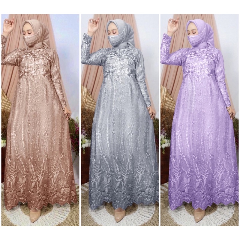 Maxi NAMIRA BUSUI FRONT SLETING (ML XL XXL) MUSLIM GAMIS GAMIS PARTY GAMIS WEDDING UNIFORM BROKEN TILE PEARL