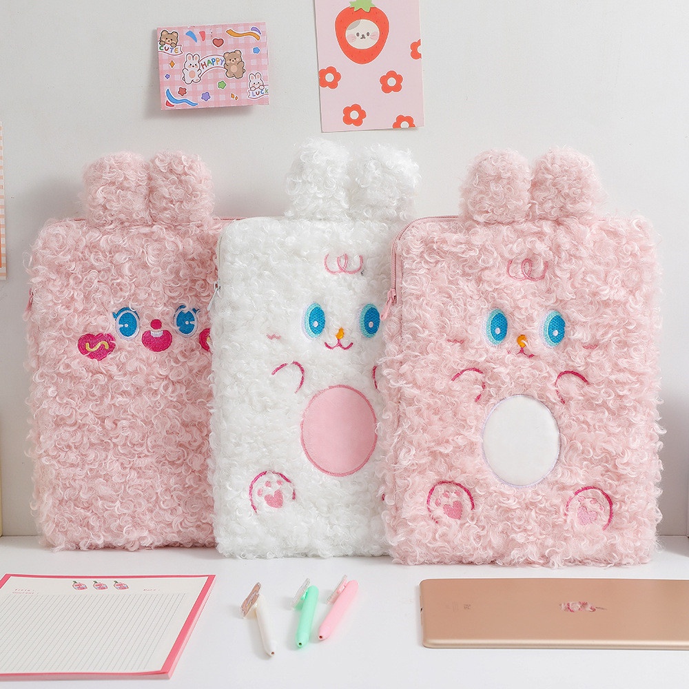 Kawaii Plush Tablet Pouch Case Cute Rabbit Liner Bag for iPad Pro 11 10.5 9.7 10.9'' Air Mini 1 2 3 