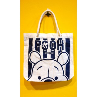 กระเป๋าถือ Pooh Bee Nice (White and Blue) กระเป๋า Disney ดิสนีย์ ของขวัญ Tote bag กระเป๋าผ้า กระเป๋าผู้หญิง