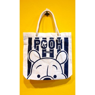 กระเป๋าถือ Pooh Bee Nice (White and Blue) กระเป๋า Disney ดิสนีย์ ของขวัญ Tote bag กระเป๋าผ้า กระเป๋าผู้หญิง