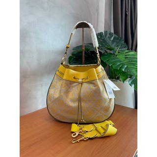 📮@2,580.-🔥🔥DISCOUNT 7 % +📍(ส่งฟรี EMS)🔥🔥💯Tory burch t monogram jacquard drawstring hobo