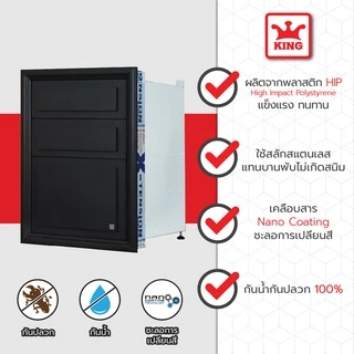 KING Platinum ตู้ลิ้นชัก 3 ชั้น ลายลูกฟัก สีเทา
