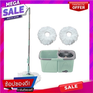 ชุดอุปกรณ์ถังปั่นพร้อมไม้ม็อบ DYNOVA M08 สีเขียว ไม้ม็อบและอุปกรณ์ SPIN BUCKET MOP SET DYNOVA M08 GREEN อุปกรณ์ทำความสะอ