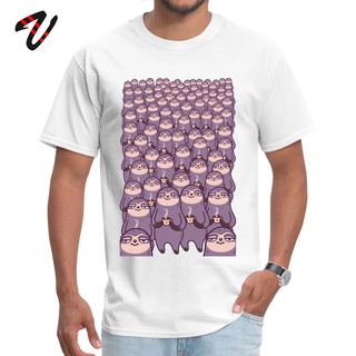 คอลูกเรือเสื้อยืด พิมพ์ลายสัตว์ สลอธ วันขี้เกียจ แฟชั่นสําหรับผู้ชายS-5XL