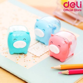 DELI กบเหลาดินสอหมู ใบคม เหลาแหลมมาก เก็บเศษยางลบได้ 0557