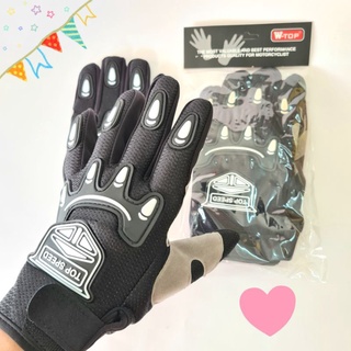 ถุงมือเต็มนิ้ว สีดำ 2 คู่ ถุงมือขับมอเตอร์ไซค์ ถุงมือขับมอเตอร์ไซค์ top speed W-top น้ำหนักเบา ถุงมือกันแดด มอเตอร์ไซค์