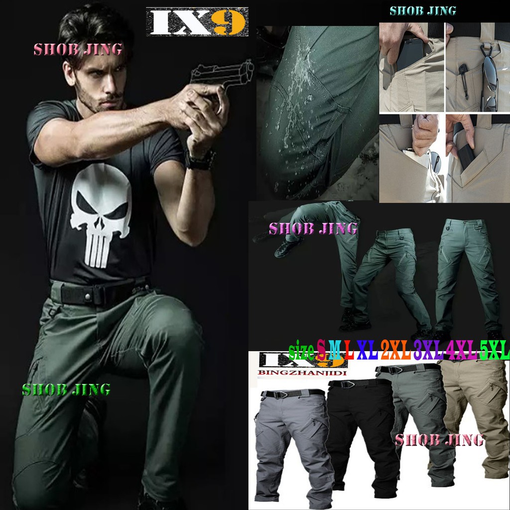 กางเกงIX9 Tactical Cargo กางเกงยุทธวิธีมีกระเป๋า ทหาร สนาม ผ้าทอตาราง คาร์โก้ ลำลอง ไซส์ S-5XL