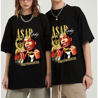 เสื้อผ้าผชเสื้อยืดแขนสั้นลําลอง พิมพ์ลายกราฟฟิค Rapper Asap Rocky สไตล์ฮิปฮอป ฮาราจูกุ สตรีท สําหรับผู้ชาย และผู้หญิงS-5