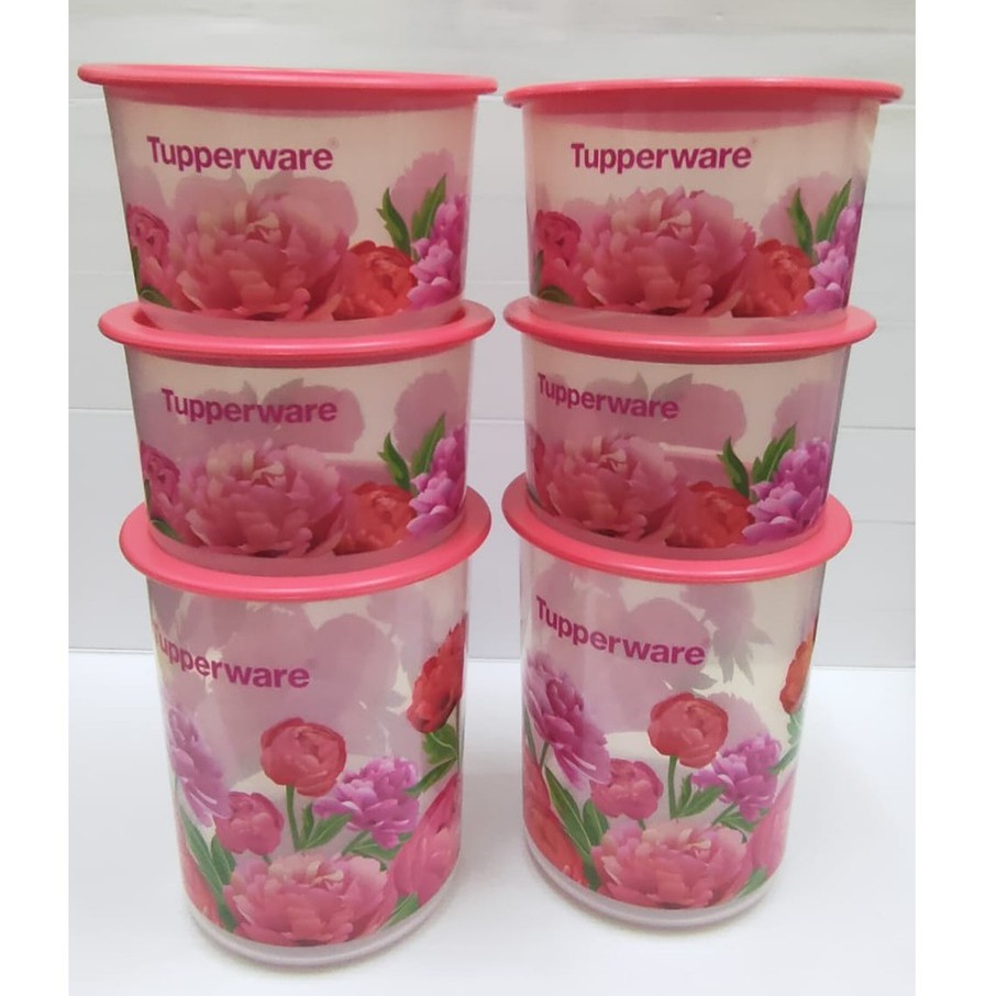 Tupperware Blooming Peonies One Touch 6in1 (4X600 มล. &amp; 2x1.25 ลิตร