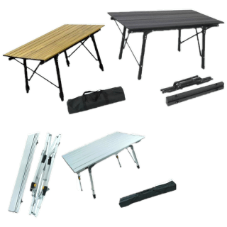 โต๊ะพับอลูมิเนียม ลายไม้/สีเงิน/สีดำ แข็งแรงคงทน ขาปรับระดับ ไซส์ (L) มีให้เลือกถึง3แบบ โต๊ะแคมป์ปิ้ง โต๊ะเอนกประสงค์